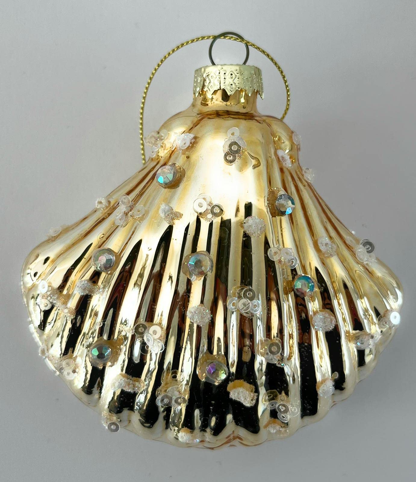 Conchiglie e perline - decorazioni di Natale - confezione da 2 (1 colore oro - 1 colore madreperla)