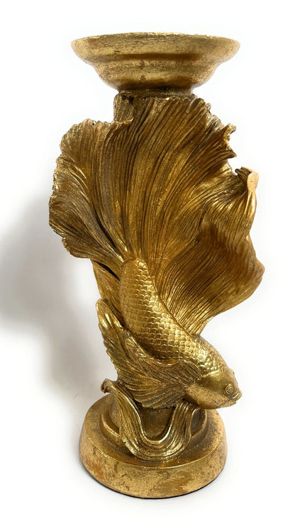 Coppia di candelabri, fantasia marina, color oro collezione Enzo De Gasperi