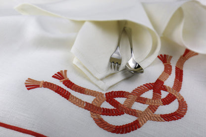 Nappe rectangulaire avec 12 serviettes, Pur Lin, produit artisanal fabriqué en Italie