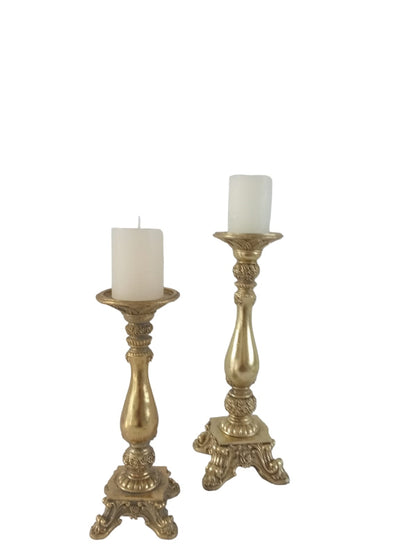 Pair of candlesticks, baroque coral pattern, gold colour, Florence Gandon