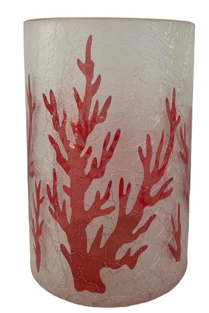 Portacandele / Vaso in vetro satinato, fantasia corallo rosso, Enzo De Gasperi