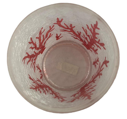 Candle holder / Vase in satin glass, red coral pattern, Enzo De Gasperi