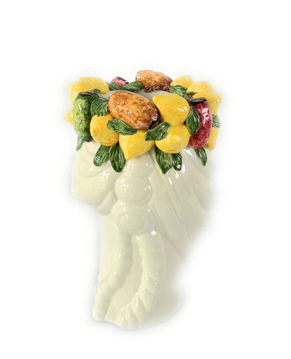 Verus Ceramiche by Abhika - Testa di Moro - Testa Bianca con Limoni - Ceramica di Caltagirone, 100% Made in Italy altezza 33 cm