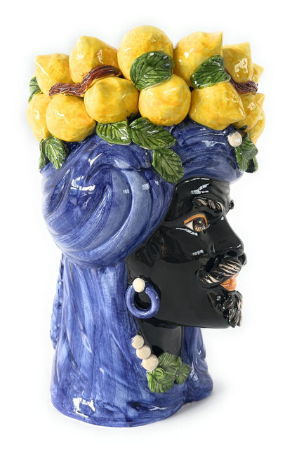 Tête de Maure en Céramique de Caltagirone, artisanat italien, hauteur 33 cm (multicolore)