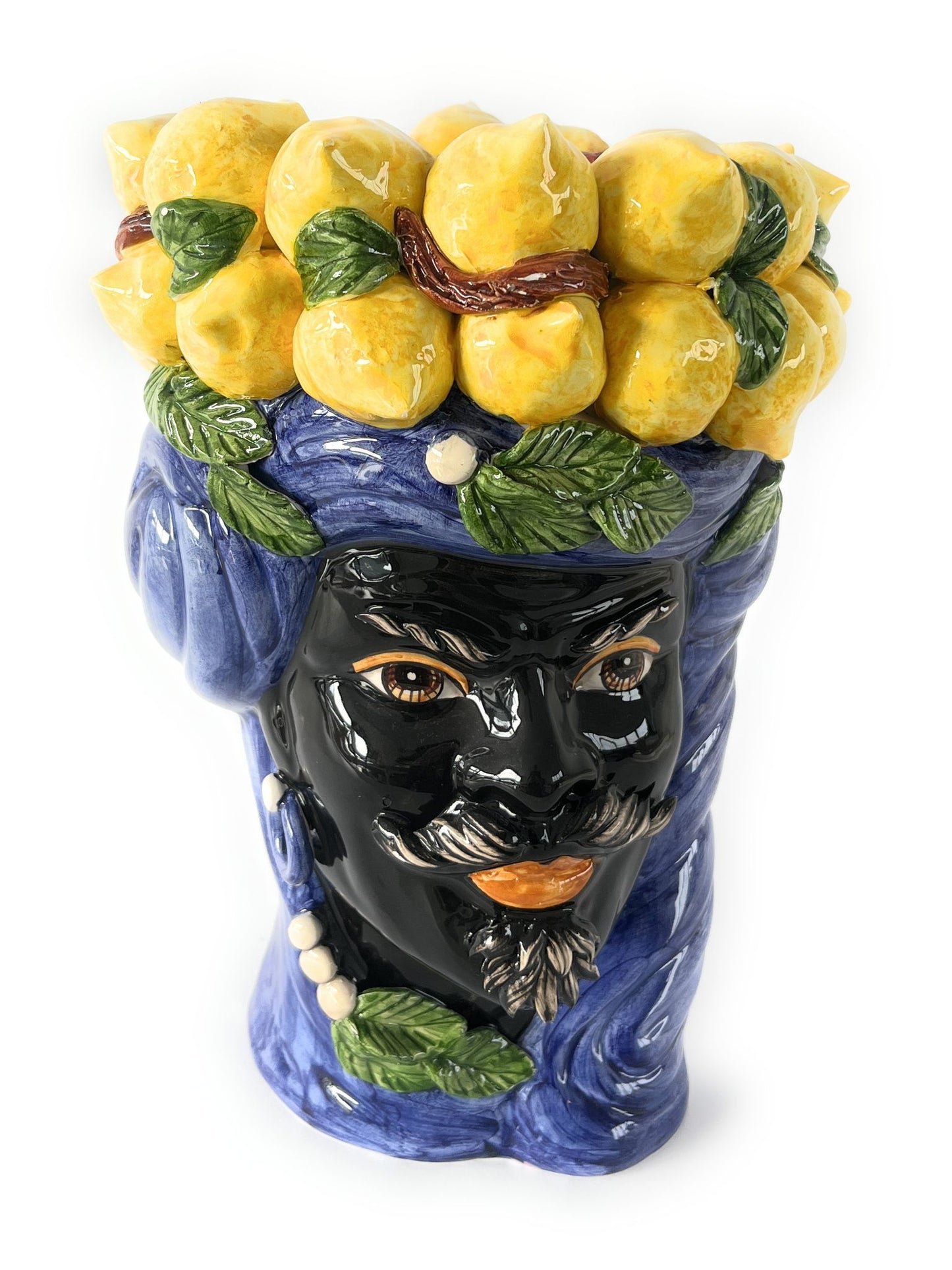 Moor's Head in Caltagirone Ceramics, Italian craftsmanship, height 33 cm (multicolor)