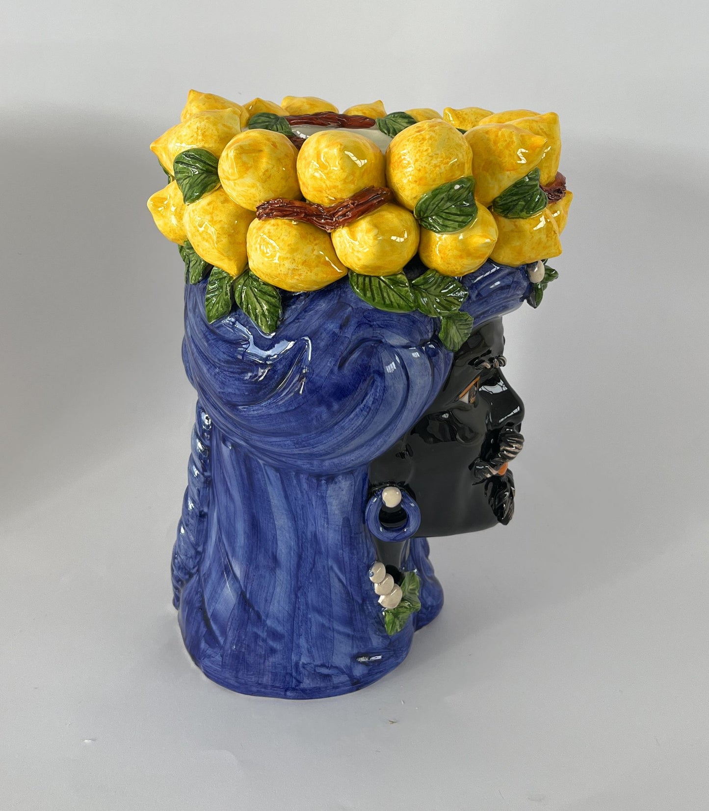 Verus Ceramiche by Abhika - Testa di Moro - Multicolor con Limoni - Ceramica di Caltagirone, 100% Made in Italy altezza 33 cm